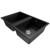 Мойка ML-GM23 двухчашевая, ультра-черная (344), 770*500*190мм Ника