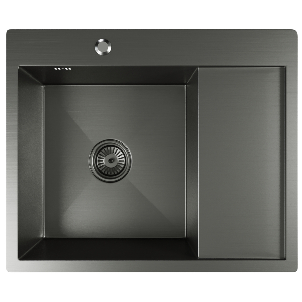 Мойка настол.монтаж 60х50 (3,0) лев. вып 3 1/2  MIXLINE PRO 20см с сифоном (черный графит)