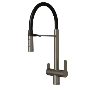 Смеситель для кухни 35k MIXLINE MLSS-0401 ЧЕРНЫЙ гиб. излив магнит, подкл.к фильтру, п/гайку САТИН Ника